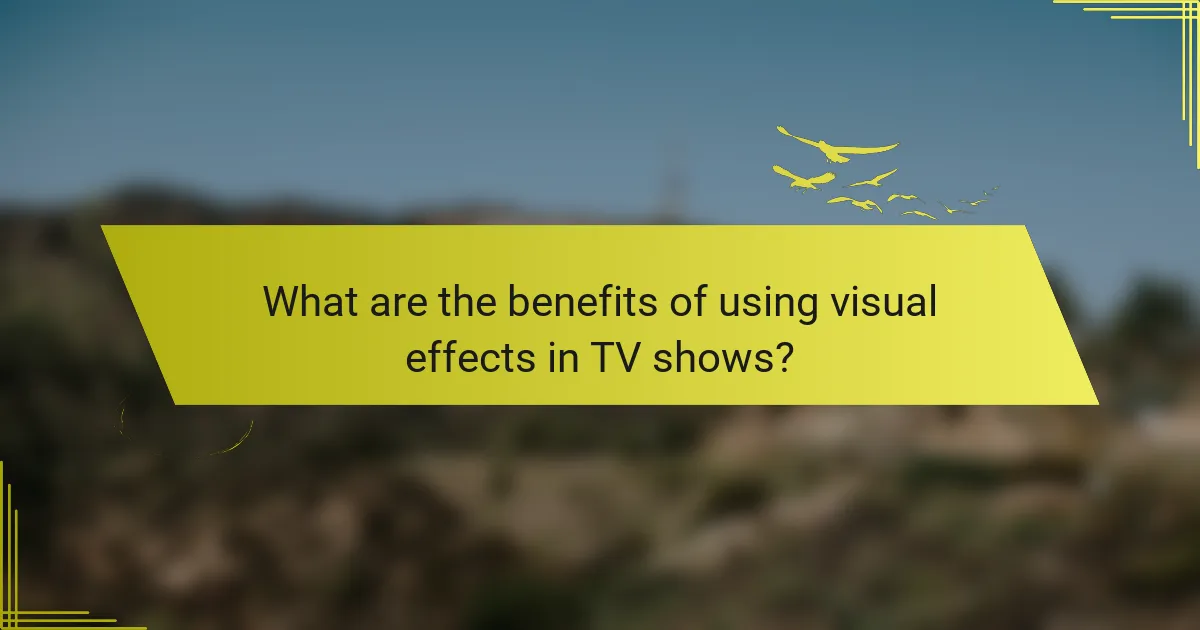 What are the benefits of using visual effects in TV shows?
