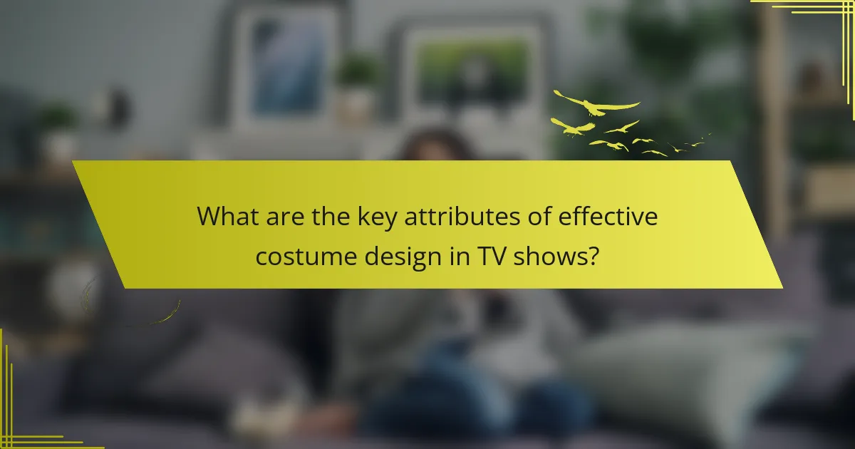 What are the key attributes of effective costume design in TV shows?