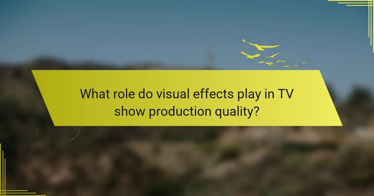 What role do visual effects play in TV show production quality?